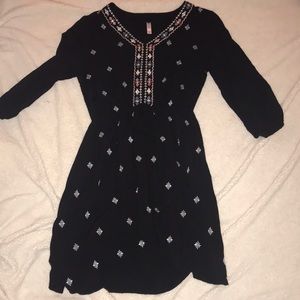 Black printed front dress